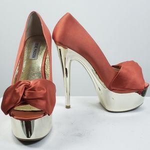 Steve Madden Satin Orange Platform Heels